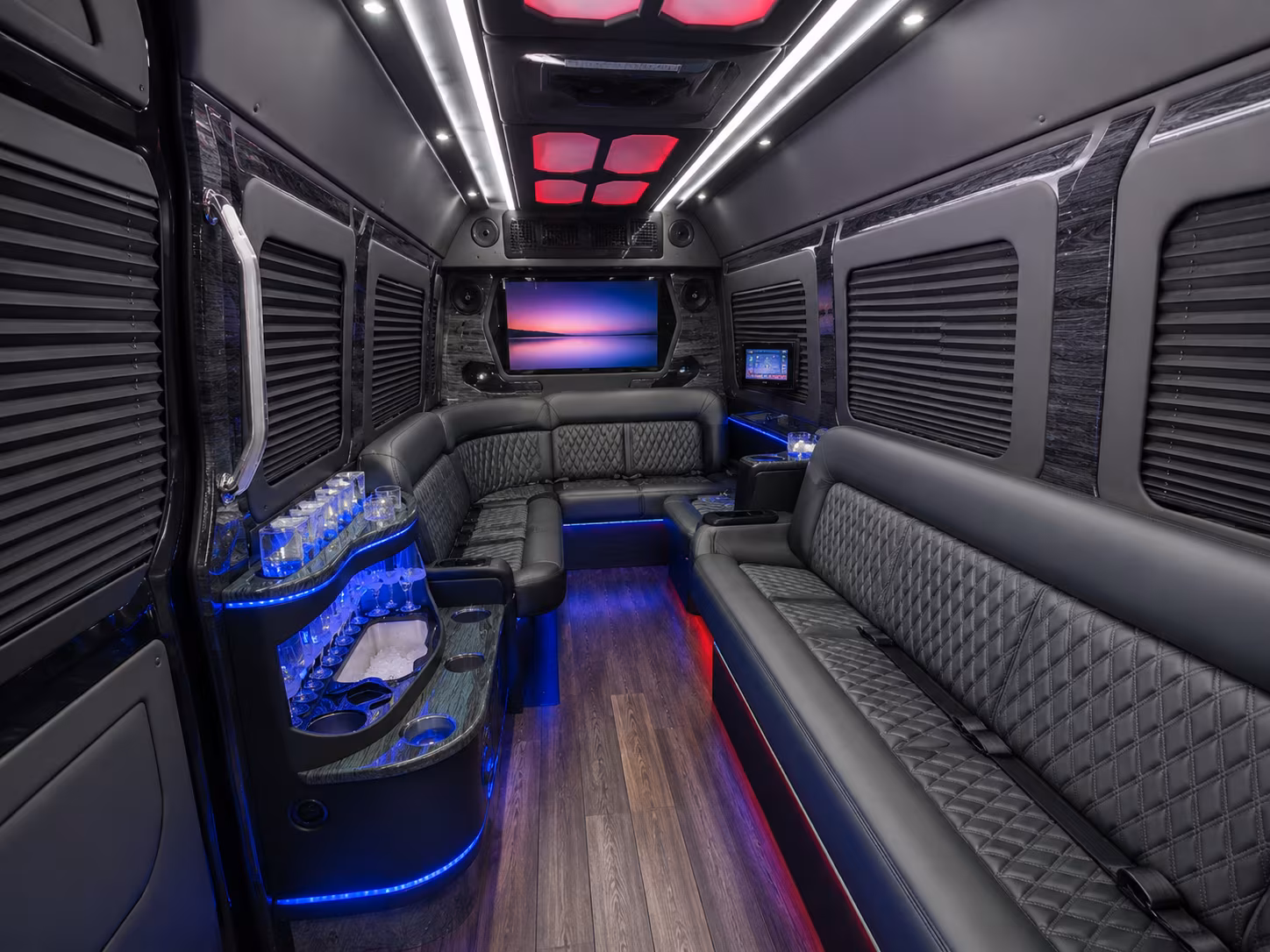 bloomington 30 passenger party bus inside